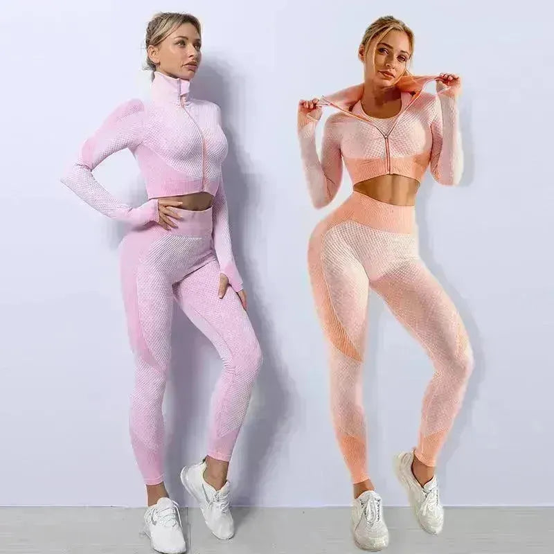 3PCS Yoga Set Seamless Sport Set Women Gym Clothing Leggings Women Crop Top Sports Bra Women Fitness Gym Set Womens Outfits Tracksuit