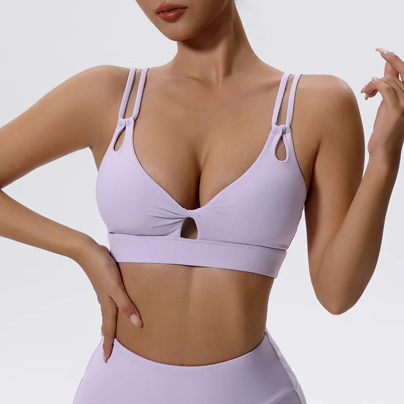 High Support Sports Bra Cross Straps Back High Support Impact Yoga Underwear Running Fitness Gym Padded Bralette